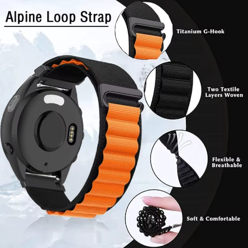 Garmin Uhrenarmband Alpine Loop, Nylon, 22/20 mm, Bunt, Unisex - Bild 2