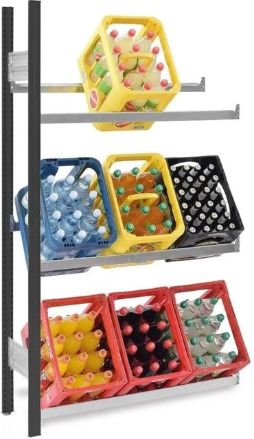 PROREGAL Getränkekistenregal Stecksystem T-Profil in Anthrazit/Verzinkt, H x B x T: 175 x 100 x 30 cm, 3 Ebenen mit 100 kg Fachlast - Bild 1