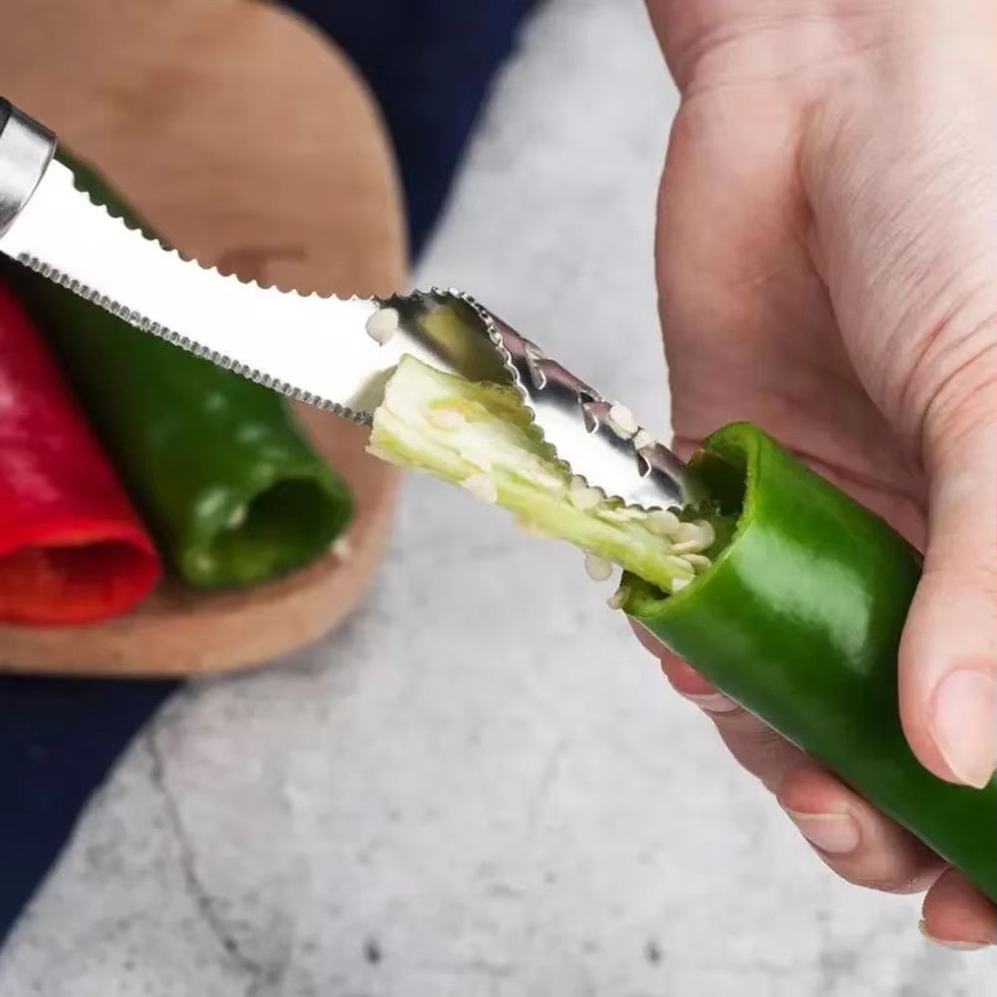 Edelstahl Kernentferner für Paprika und Gemüse in Silber - Bild 6