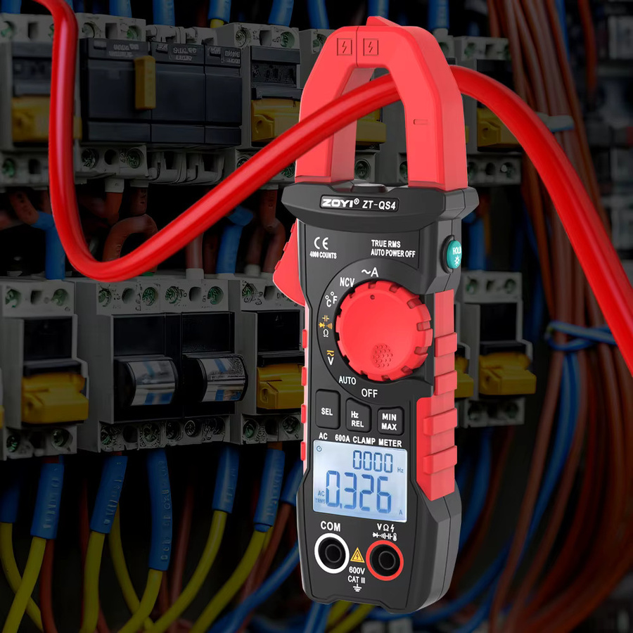 ZOYI ZT-QS4 Digitales Multimeter mit Stromzange, 4000 Counts, AC/DC Spannung, Voltmeter, Hz, Kapazität, NC, VO und Diodentest, Farbe: Rot - Bild 2