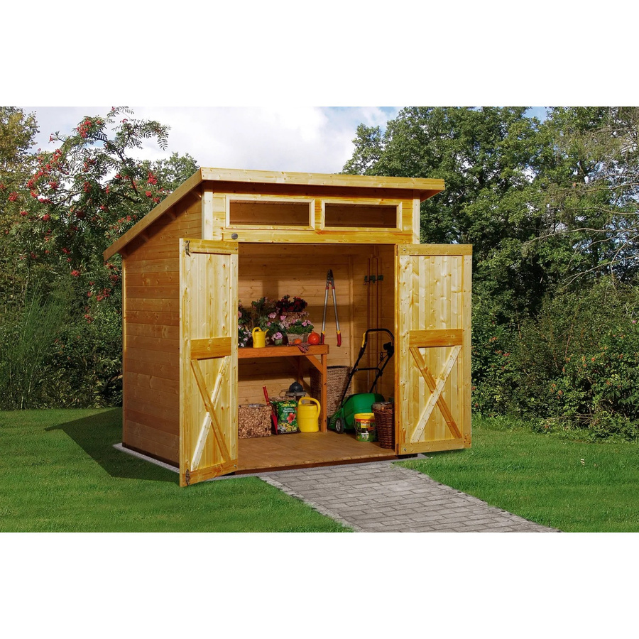 WEKA Gartenhaus 325 A aus Holz mit Pultdach in Eiche Hell und Beige, B/H/T: 222 x 235 x 237 cm - Bild 2