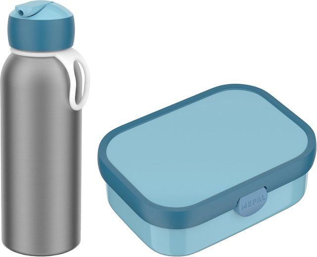 Mepal Lunchset Campus 2er Set mit Thermoflasche und Lunchbox mit Unterteilungen in Blau - Bild 1