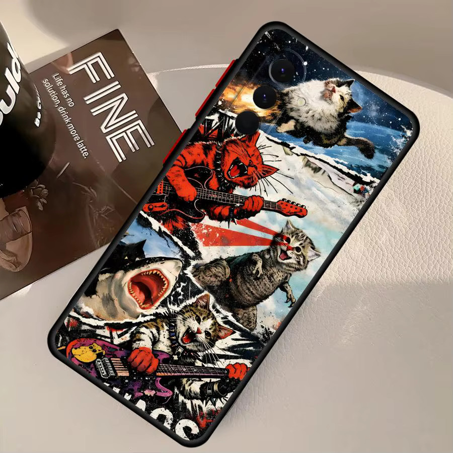 Handyhülle mit Cartoon-Katzen-Design für Samsung Galaxy A-Serie in Multicolour - Bild 3