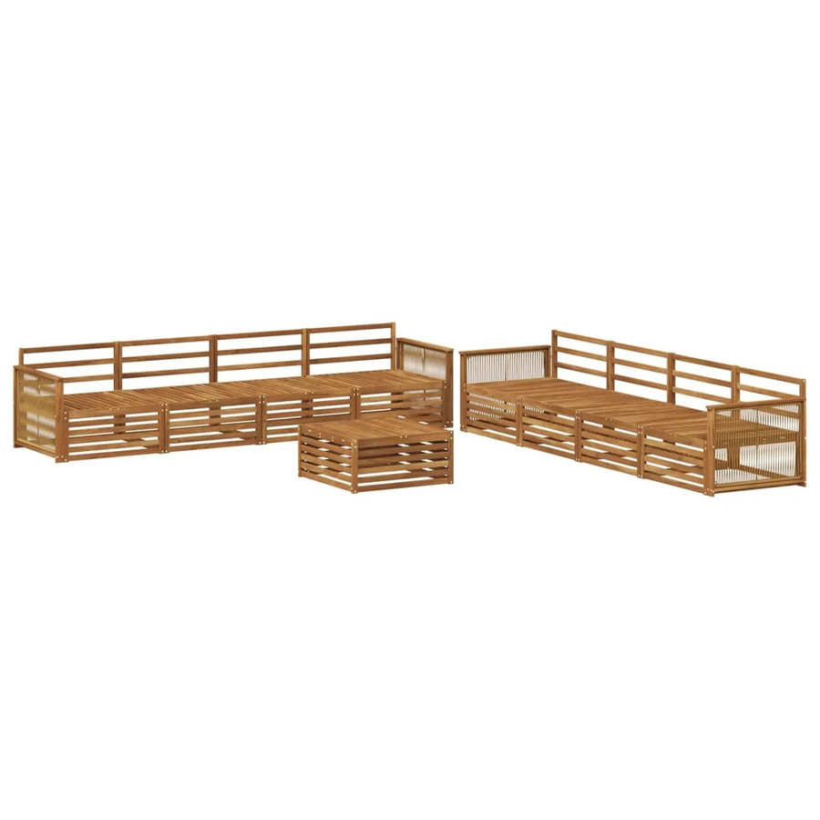 vidaXL Outdoor-Sofagarnitur aus Massivholz Akazie in Braun, 9-teiliges Set mit Tisch und Sitzmöbeln - Bild 2