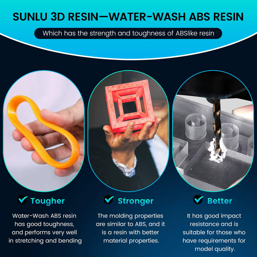 SUNLU ABS-ähnliches wasserwaschbares 3D-Harz in Weiß für LCD- und DLP-Drucker - Bild 4