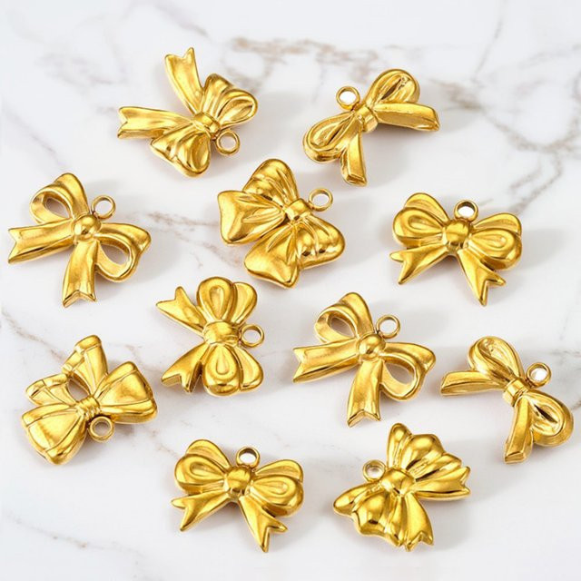 Aiovlo Charms Fliege, Edelstahl vergoldet, Gold, Unisex - Bild 1