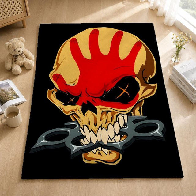 Weiche und warme Flanell-Wurfdecke von JMG Household Supplies im Five Finger Death Punch Design, Farbe: Schwarz, B/T: 100 x 130 cm - Bild 1