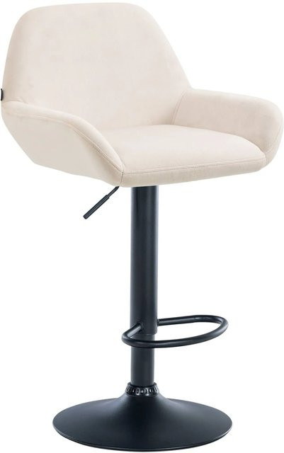 DELUKE Barhocker DUBLIN Tresenhocker mit Lehne aus Samt in Creme und Schwarz - Bild 1