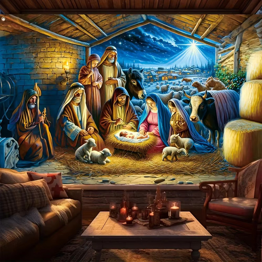 VIKAMA Dekoratives Hintergrundbanner für Ostern und Weihnachten, Mehrfarbig, Rechteckig, B/H: 100 x 180 cm - Bild 2