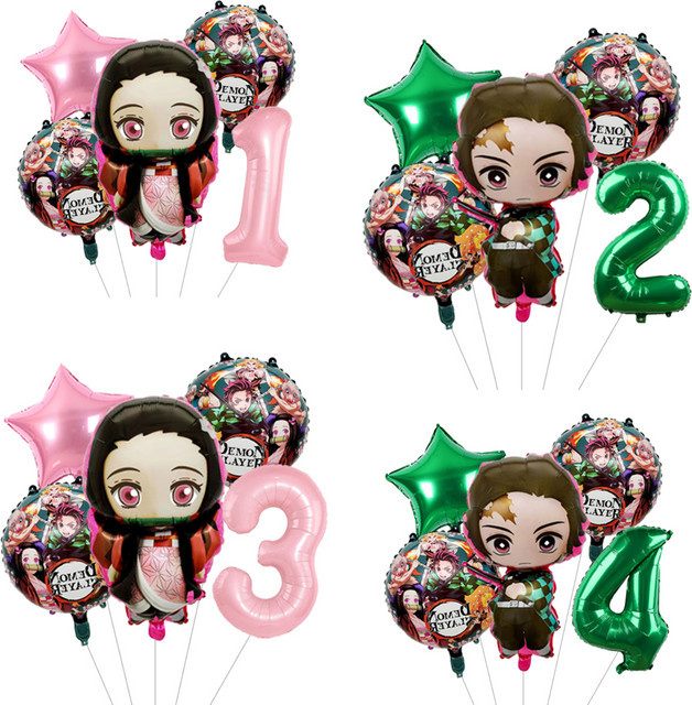 Bandai Demon Slayer Anime Latexballons mit Kamado Tanjirou und Nezuko für Kindergeburtstag Partydekoration, Mehrfarbig, Rund - Bild 1