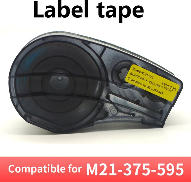 Brady Selbstlaminierendes Vinyl Etikettenband für BMP21 PLUS Handheld-Etikettendrucker, Schwarz auf Weiß und Gelb, M21-375-595 - Bild 1
