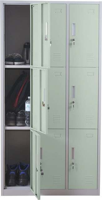 MCW Schließfach Preston T829 Schließfachschrank aus Metall mit 9 Fächern in Grün, H x B x T: 180 x 90 x 50 cm - Bild 1