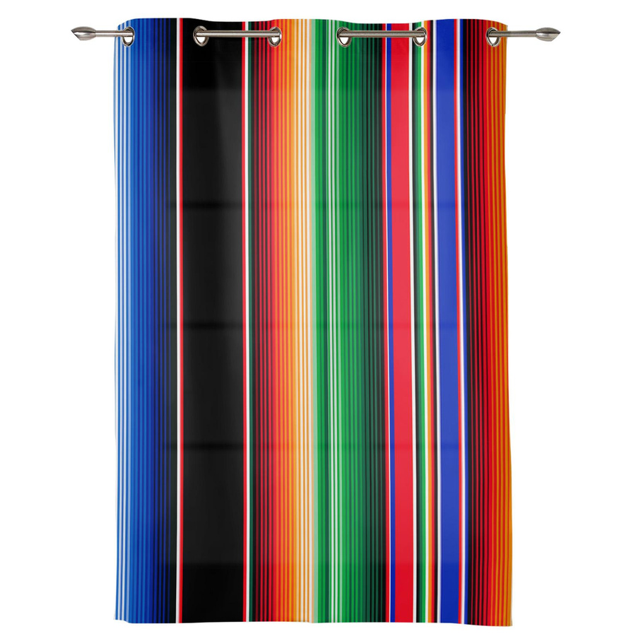 Bunte mexikanische Streifenvorhänge im modernen Stil, halbtransparent, Mehrfarbig, B/H: 107 x 115 cm, 2er-Set - Bild 2