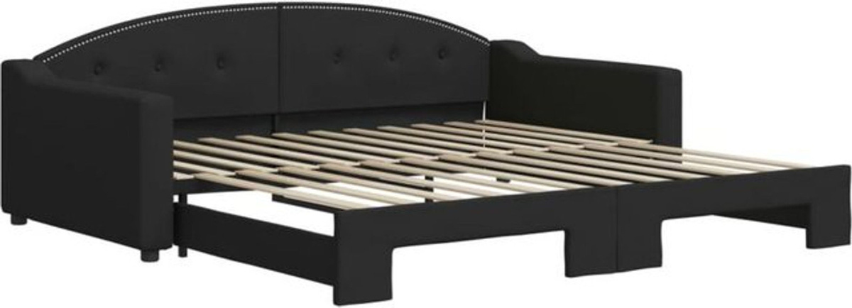 Ausziehbares Funktionsbett vidaxl in Schwarz aus Stoff und Metall B/T/H: 200 x 100 cm - Bild 1