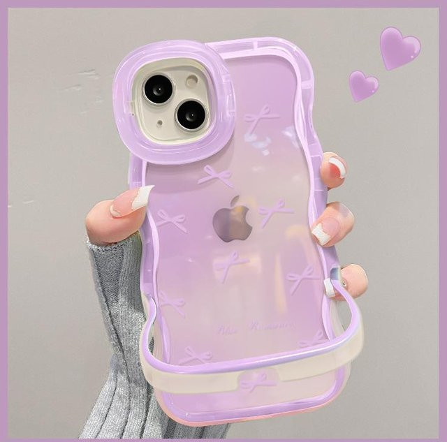 Transparente Handyhülle mit Schleife und Wellen-Design für Apple iPhone 15, 14, 13 und Redmi K50/K50 Pro in Purple - Bild 1