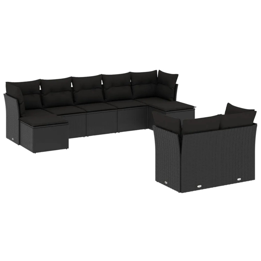 vidaXL 9-tlg Garten-Sofagarnitur aus Poly Rattan mit Kissen in Schwarz Modell 46 - Bild 2