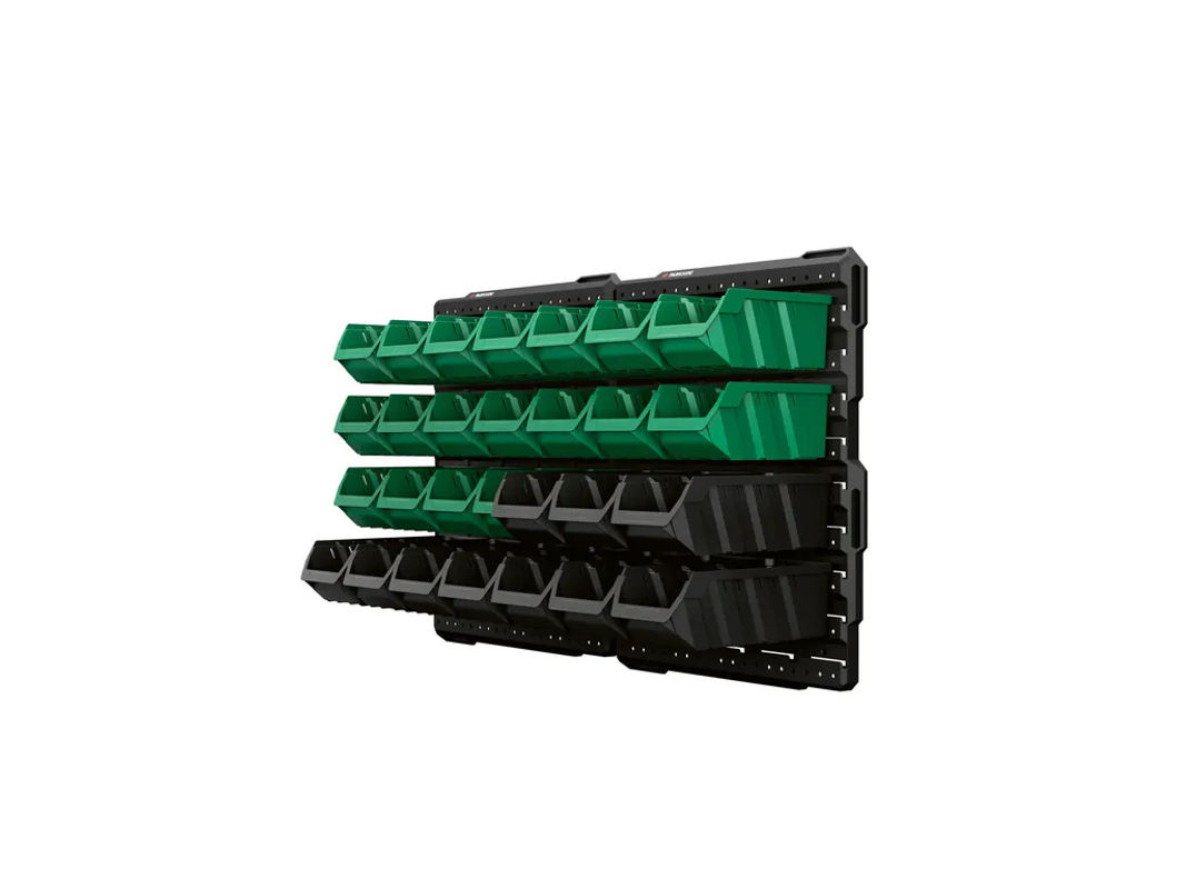 Parkside Ordnungs- und Aufbewahrungs-Set aus Kunststoff, 30-teilig, Schwarz-Grün, B/T/H: 47,9 x 39,7 x 3,56 cm - Bild 2