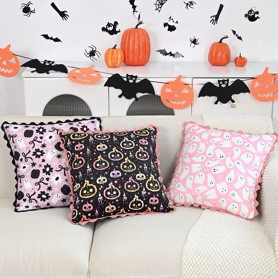 BUYNOW Halloween Kissenbezug mit Schleife und Spitze in Rosa, 45,7 x 45,7 cm - Bild 2