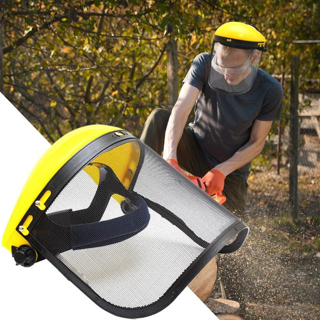 Verstellbarer Gesichtsschutz mit Drahtvisier und Helm-Adapter in Clear für Gartenarbeit und Baumpflege - Bild 1