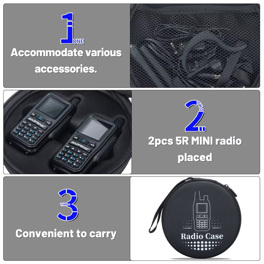 ABBREE Mini-Radio-Tragetasche mit ergonomischem Halter in Schwarz für Reisen und Camping - Bild 2