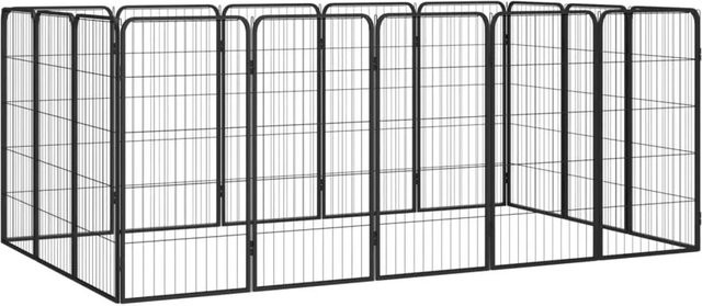 vidaXL Hundelaufstall 16-teilig aus Stahl in Schwarz, B: 100 cm, H: 150 cm, T: 150 cm - Bild 1