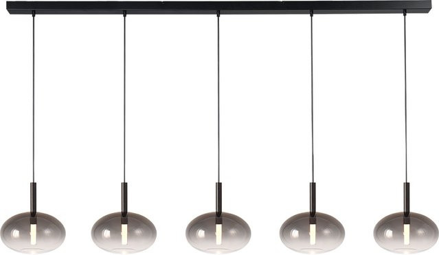 Masterlight Lido LED-Pendelleuchte 5-flammig in Schwarz mit ovalen Glas-Elementen in Rauchglas-Optik - Bild 1