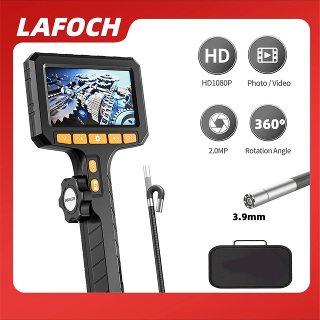LAFOCH Endoskop-Inspektionskamera mit 360° Gelenk-Rotation und 4,3 Zoll Display in Schwarz - Bild 1