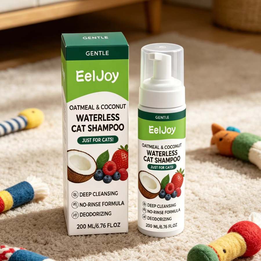 EelJoy Wasserloses Katzenshampoo zur Tiefenreinigung und Geruchsentfernung mit beruhigender Hautpflege, 200ml - Bild 3