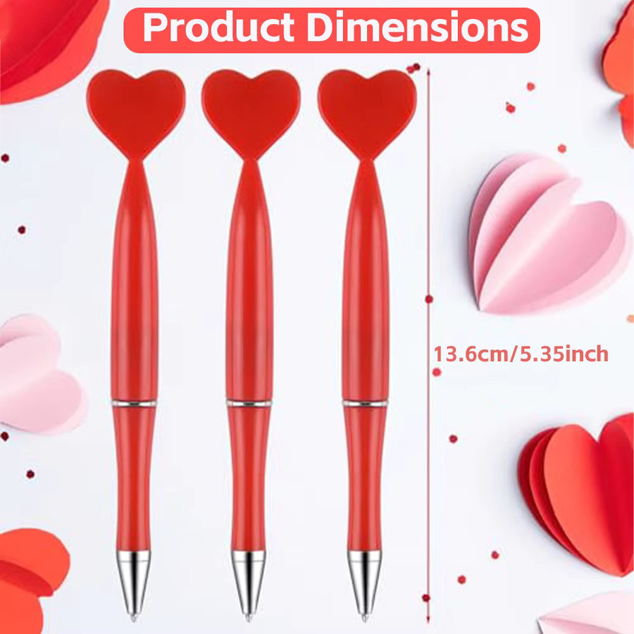 12 herzförmige Kugelschreiber in Rot für Büro und Schule als Valentinstag-Set - Bild 5
