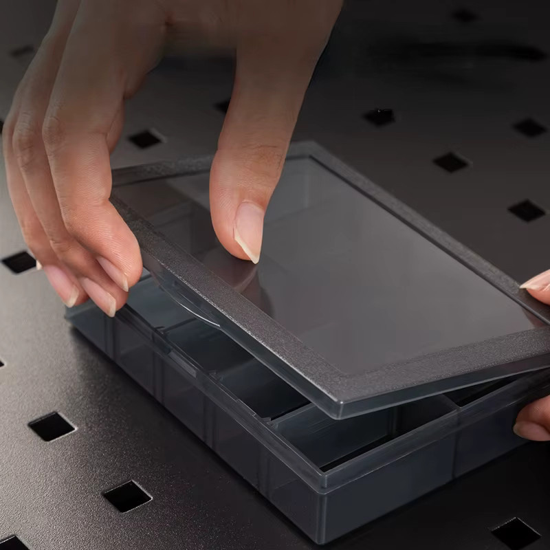 DELI Aufbewahrungsbox aus Kunststoff mit verstellbaren Schlitzen, transparenter Organizer für Werkzeug, Schrauben, Schmuck und Zubehör - Bild 3