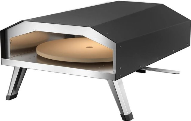 Toboli Gas Pizzaofen mit Pizzastein Ø 330 mm und Drehfunktion, Schwarz, Edelstahl, Tragbar für Garten und Outdoor - Bild 1