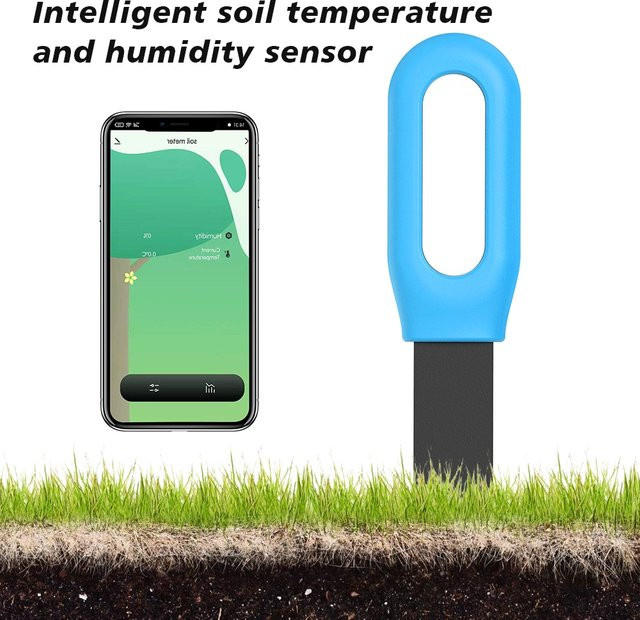 Tuya Zigbee Bodenfeuchtigkeitsmonitor mit Temperatur- und Feuchtigkeitssensor in Blau für Smart Home Gartenautomatisierung und Bewässerung via App - Bild 1