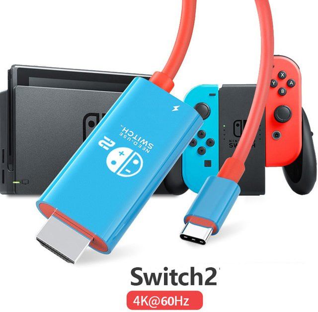 JazPlate USB-C-auf-HDMI-Adapterkabel in Schwarz mit 100 W PD-Ladeanschluss, kompatibel mit Nintendo Switch 2, unterstützt 4K/60Hz für TV und Projektion - Bild 1