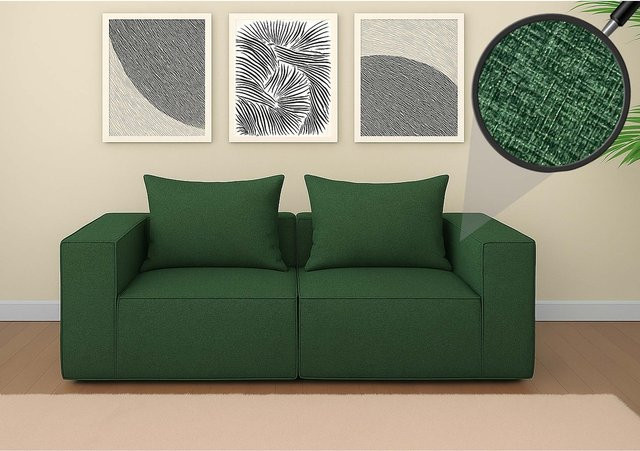 MCW 2er-Sofa O54 Modular Loungesofa aus Stoff in Grün, B/T/H: 194 x 63 x 97 cm - Bild 3