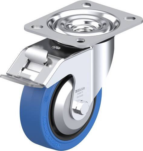 Blickle Lenkrolle L-POEV 100KAD-FI-SB-FA mit Feststeller, Rad-Durchmesser: 100 mm, Tragfähigkeit: 200 kg, blau/schwarz, verzinkter Stahl und Kunststoff - Bild 1