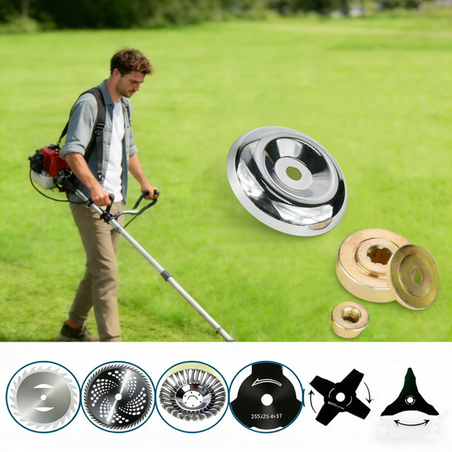 LUSQI Rasenmäher-Adapter-Muttern-Set 4-in-1 Trimmerkopf-Befestigungsset in Silber, kompatibel mit 3T/4T/60T Klingen für Rasen- und Grasschnitt - Bild 1