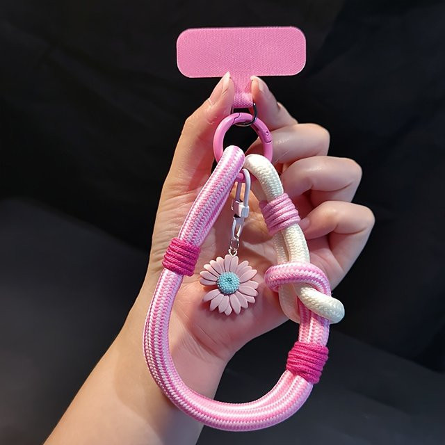 Universelles Handy Lanyard mit 3D Blumen Design als Handgelenk Strap in Pink - Bild 1