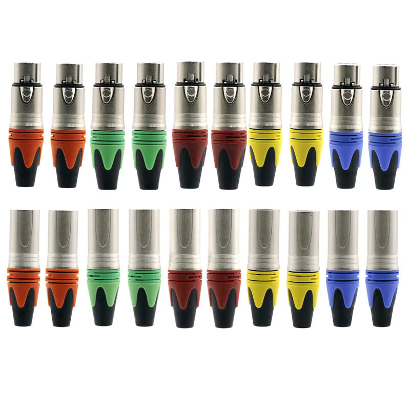 BOHCHONG 10 Sets 3-Pin XLR Stecker und Buchse Audio-Verbinder in Schwarz und Multicolor für Mikrofone und Audiotechnik, 20 Stück - Bild 1