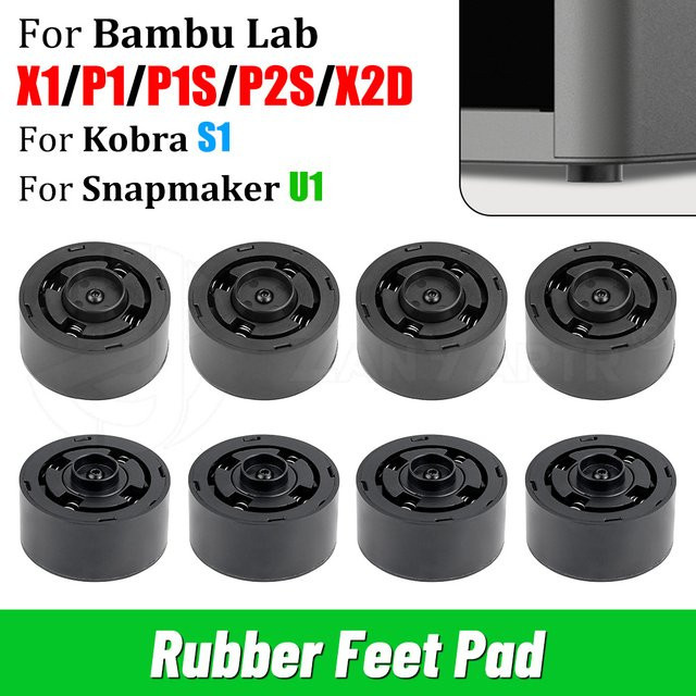 ZANYAPTR Anti-Vibrations-Fußpolster Stoßdämpfer in Schwarz für Bambu Lab X1 P1 P1S P2S X2D, Snapmaker U1 und Anycubic Kobra S1 - Bild 1