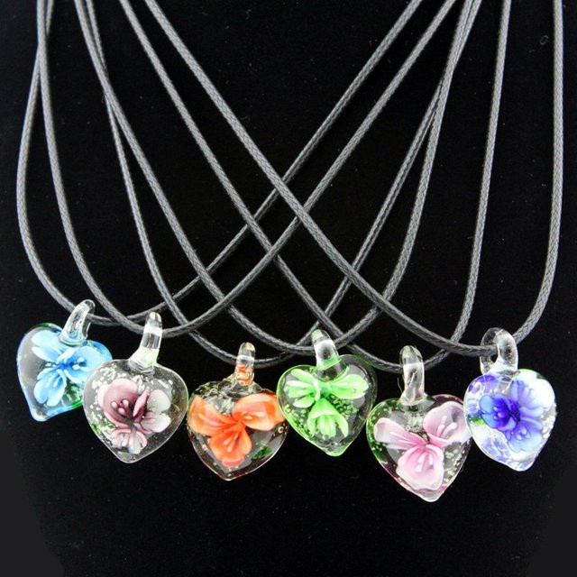 weyena Halskette, Glas, Herz, Blume, Bunt, Damen - Bild 1