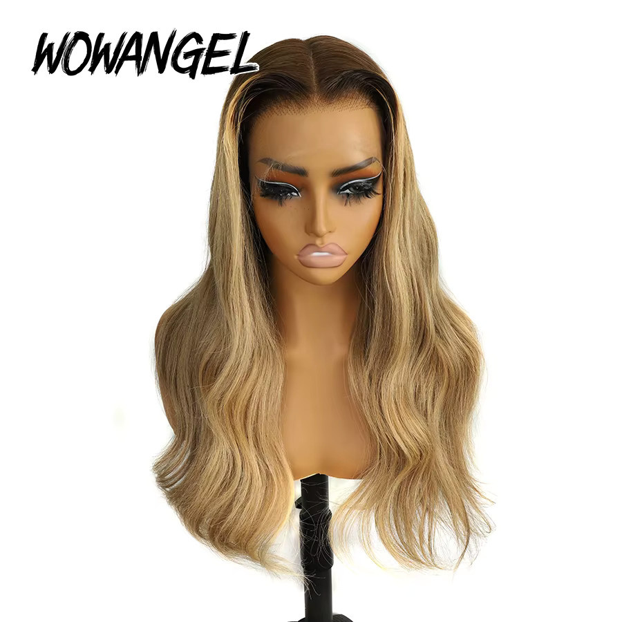 wowangel Echthaar-Perücke, dunkelblond, Körperwelle, 5x5 Closure, 13x6 HD Lace Full Frontal - Bild 3