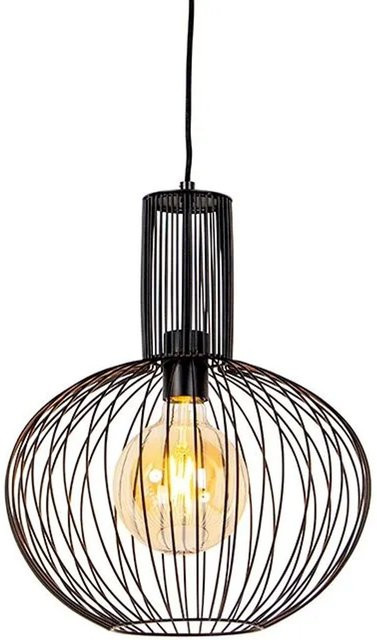 QAZQA Design Hängelampe Wire Bake Schwarz, dimmbar und höhenverstellbar, E27, Metall - Bild 1