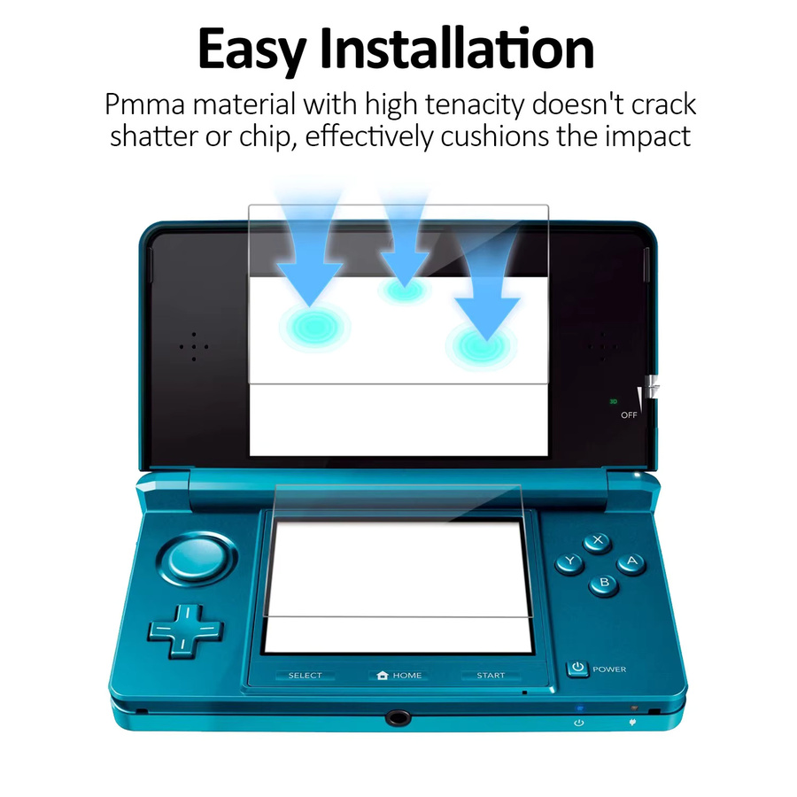 2er-Pack PET-Displayschutzfolie für Nintendo 3DS HD, transparent und wasserdicht - Bild 3