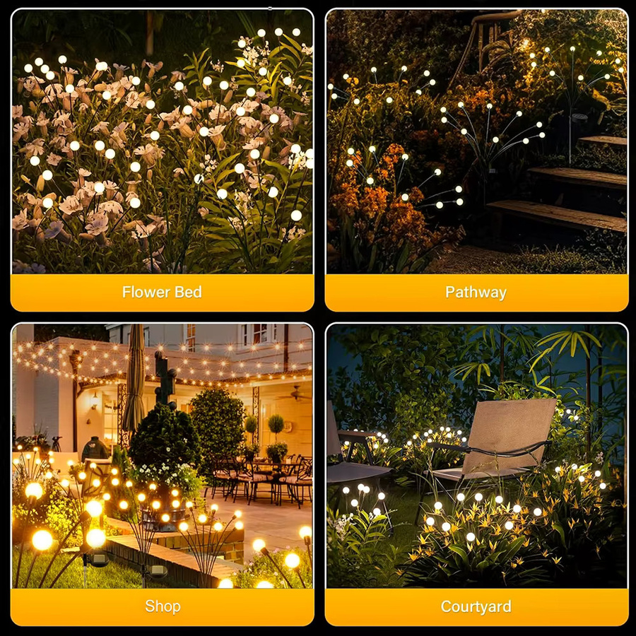 OSIDEN LED Solar Glühwürmchen-Lichterkette für den Außenbereich, dekorative Gartenbeleuchtung IP44 für Rasen, Hof und Gehwege - Bild 4