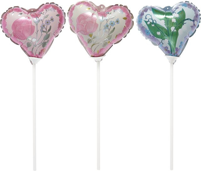 Rico Design Mini-Folienballon Set Herzen mit Blumen in Bunt für Hochzeiten, Geburtstage und Valentinstag - Bild 1