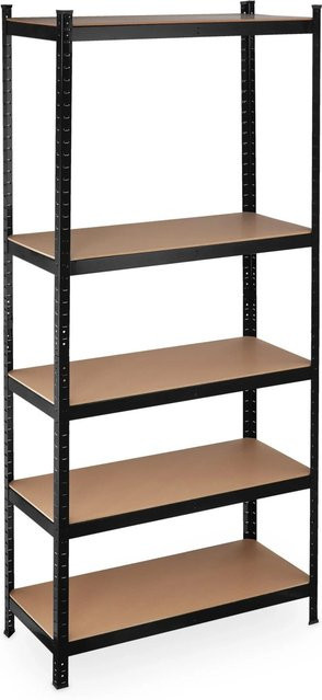 Relaxdays Schwerlastregal aus Stahl in Schwarz, teilbar und mit verstellbaren Regalböden, H: 220 cm, B: 100 cm, T: 45 cm - Bild 1