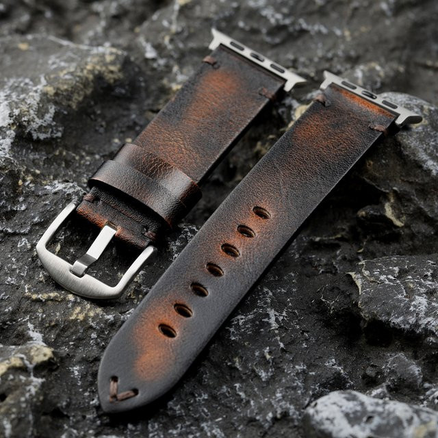 Raystray Uhrenarmband Leder, Retro-Braun, Herren - Bild 1