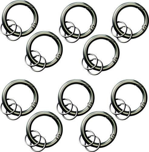 BASI Schlüsselring Set aus Edelstahl mit Karabiner in Grau und Schwarz, 10 Stück - Bild 2