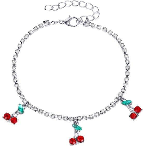 YULIN Knöchelkettchen, Kirsche, Silber, Damen - Bild 1