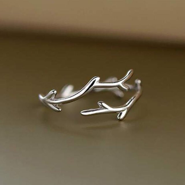 YIRAN Jewelry Ring, olivenblattförmig, offen, braun, Damen, Silber - Bild 1
